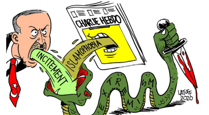 Σκίτσο του Latuff με τον Ερντογάν και το Charlie Hebdo